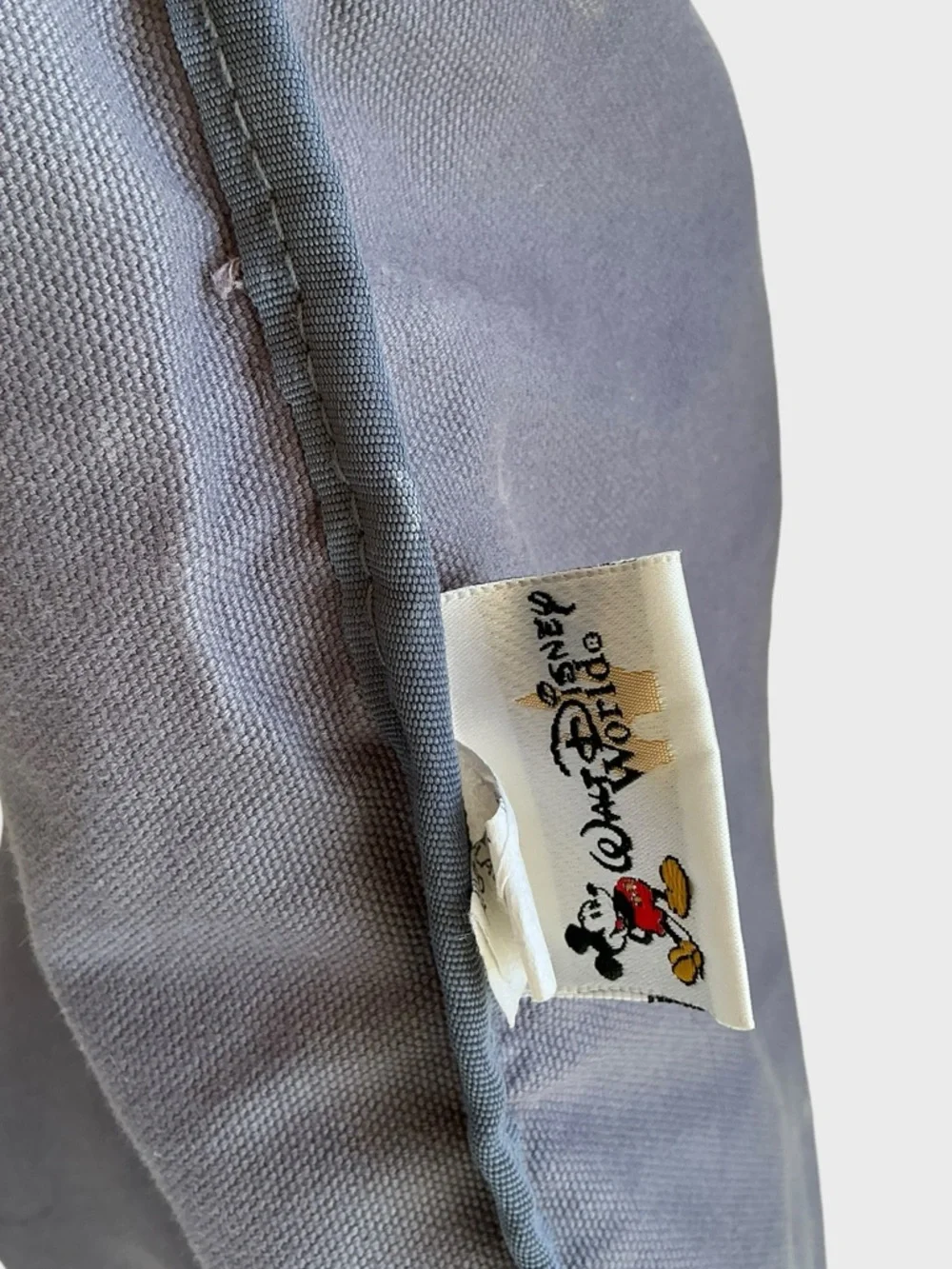 Disney World Backpack Distressed Denim Grey Drawstring Vintage Style Bag